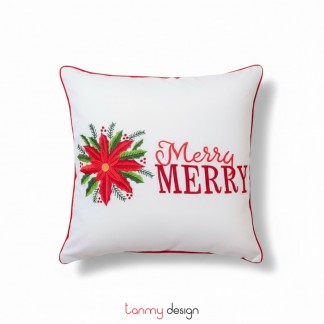 Cushion cover-Red flower embroidery 